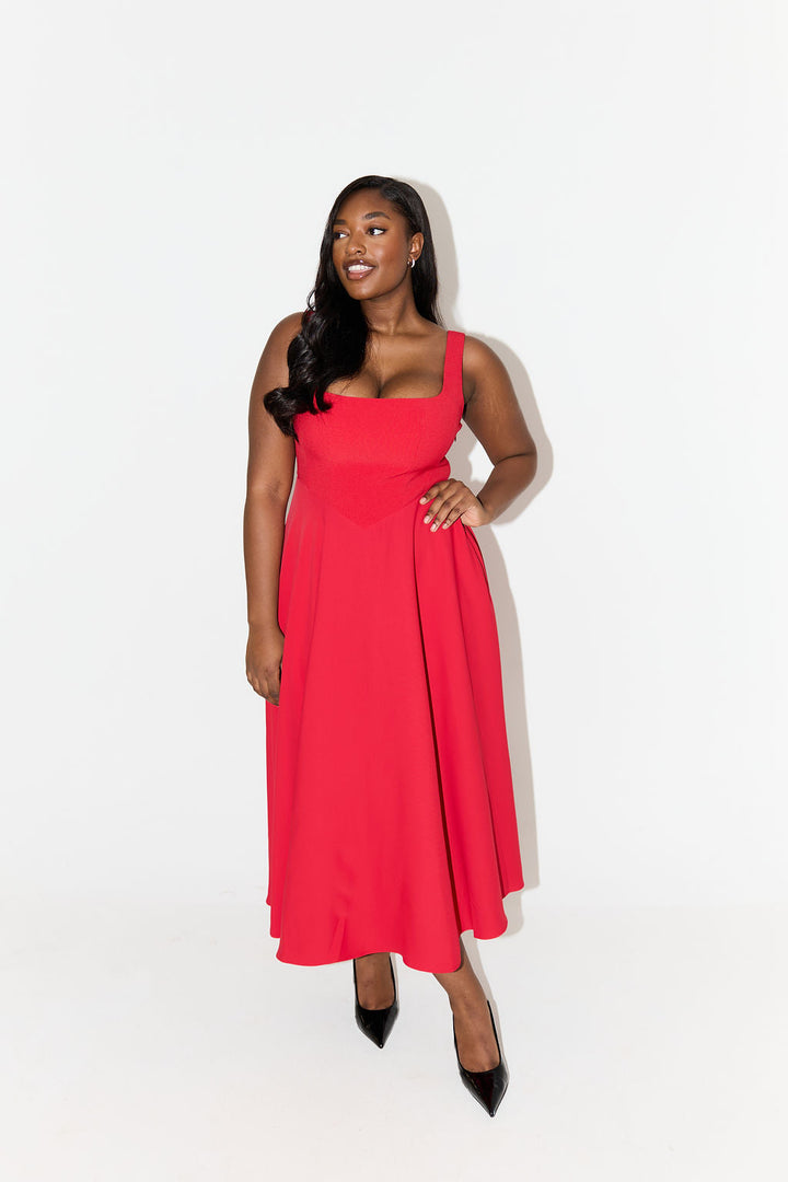 Timeless Square-Neck Georgette With Ultra-Flowy Silhouette And Comfort Midi Dress