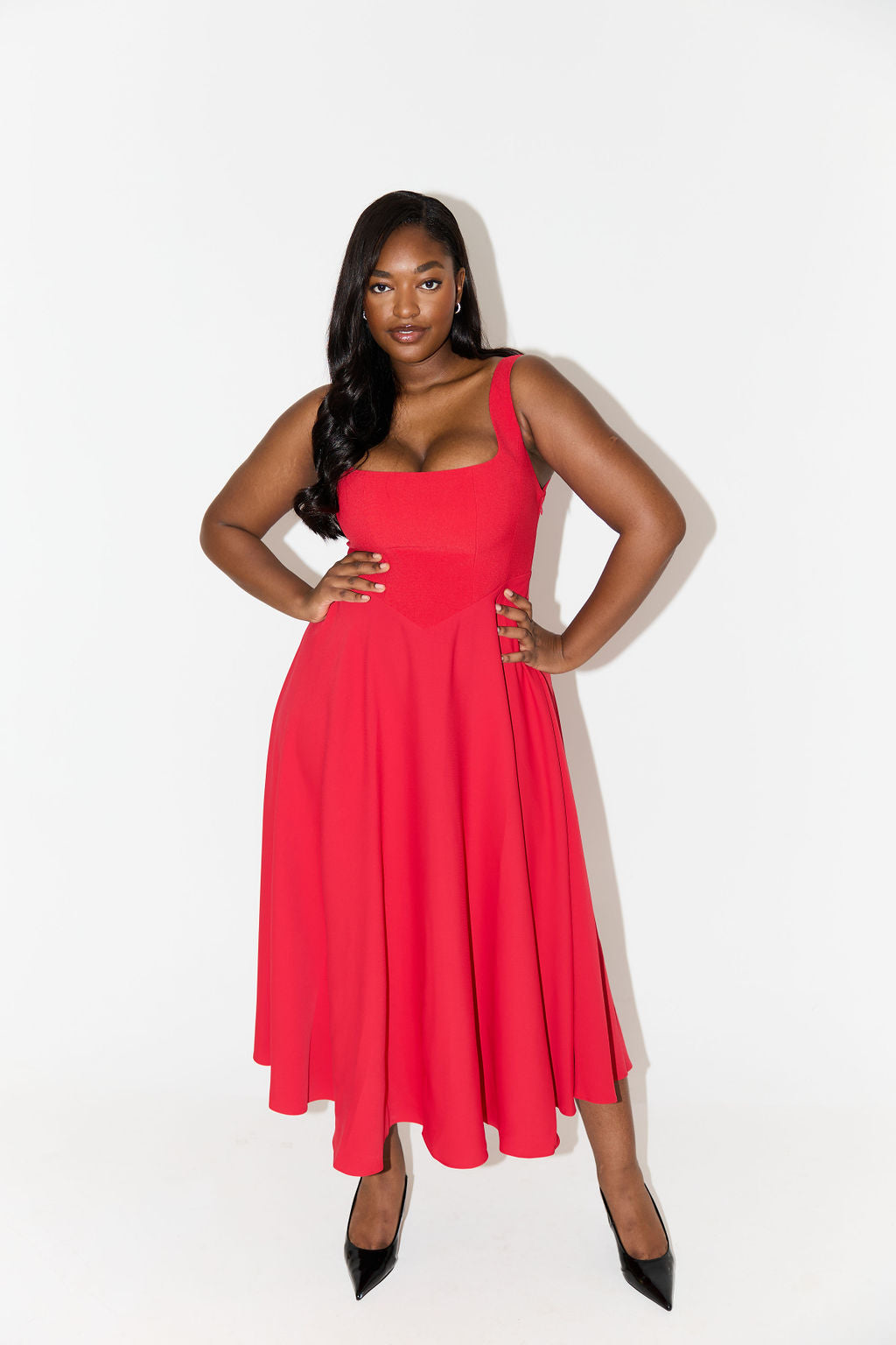 Timeless Square-Neck Georgette With Ultra-Flowy Silhouette And Comfort Midi Dress