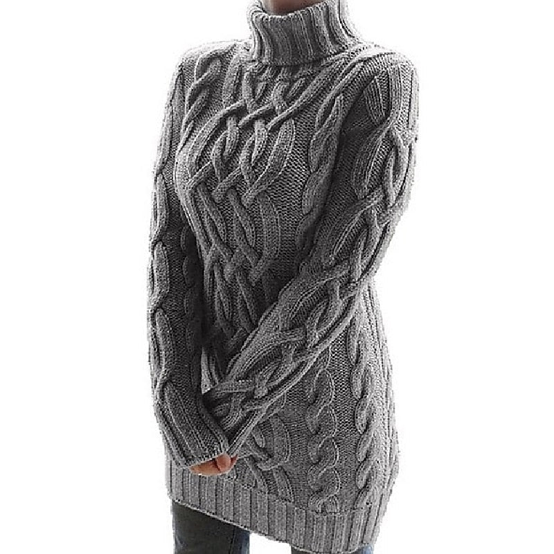 Thea | Cable Knit Turtleneck Dress