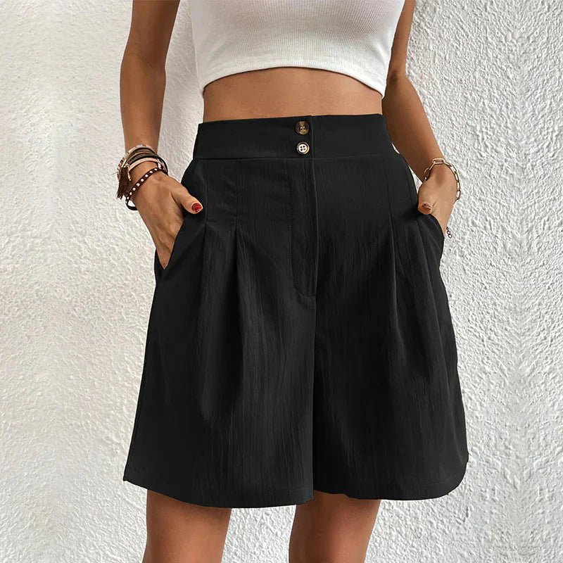 Jocelyn | High Waist Wide Leg Shorts with Pleats and Pockets