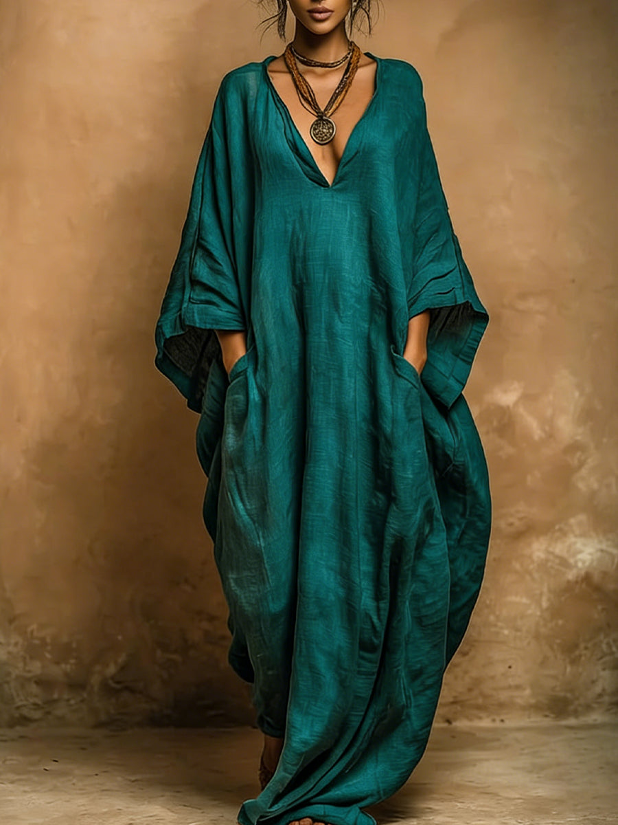 Ruby | Women's Dress with V-Neck and Wide Sleeves