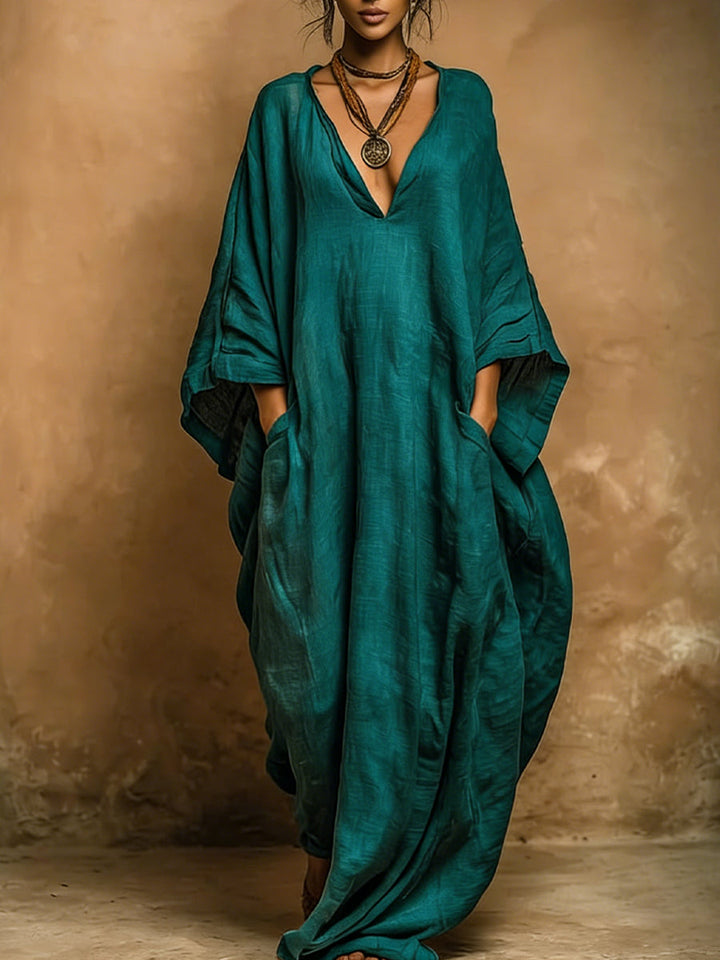 Ruby | Women's Dress with V-Neck and Wide Sleeves