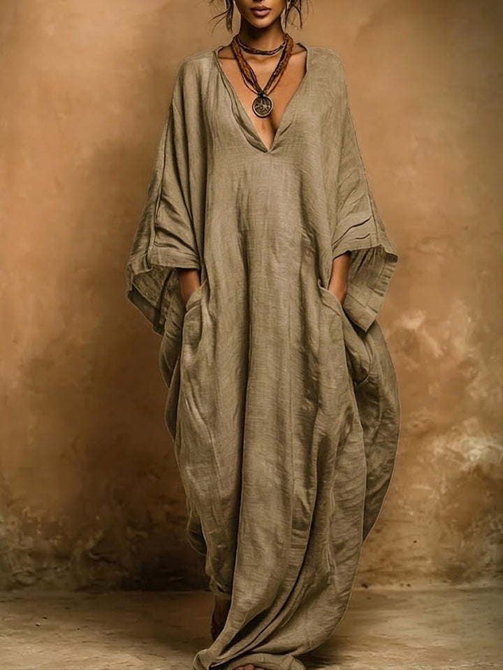 Ruby | Women's Dress with V-Neck and Wide Sleeves
