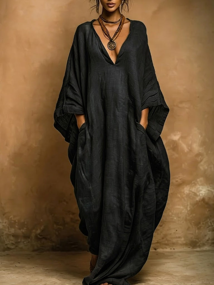 Ruby | Women's Dress with V-Neck and Wide Sleeves