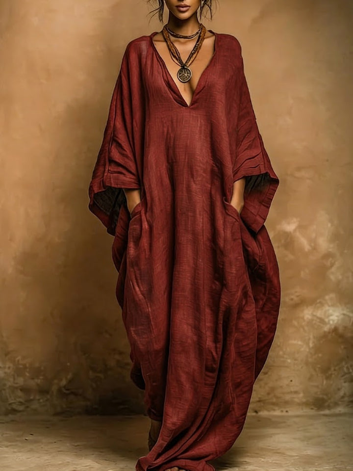 Ruby | Women's Dress with V-Neck and Wide Sleeves
