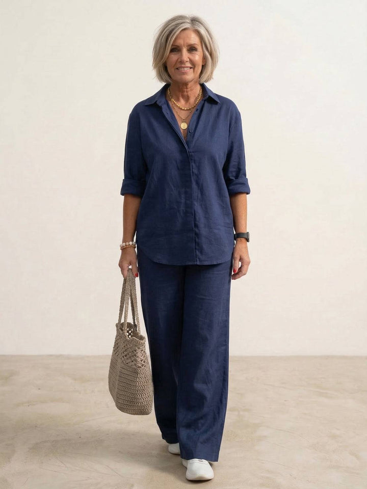 Charlotte | Button-Down Shirt with Wide-Leg Trousers Set