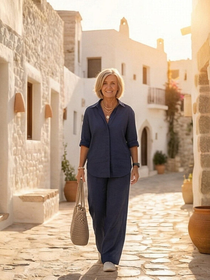 Charlotte | Button-Down Shirt with Wide-Leg Trousers Set