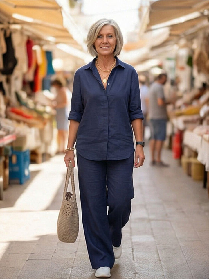 Charlotte | Button-Down Shirt with Wide-Leg Trousers Set