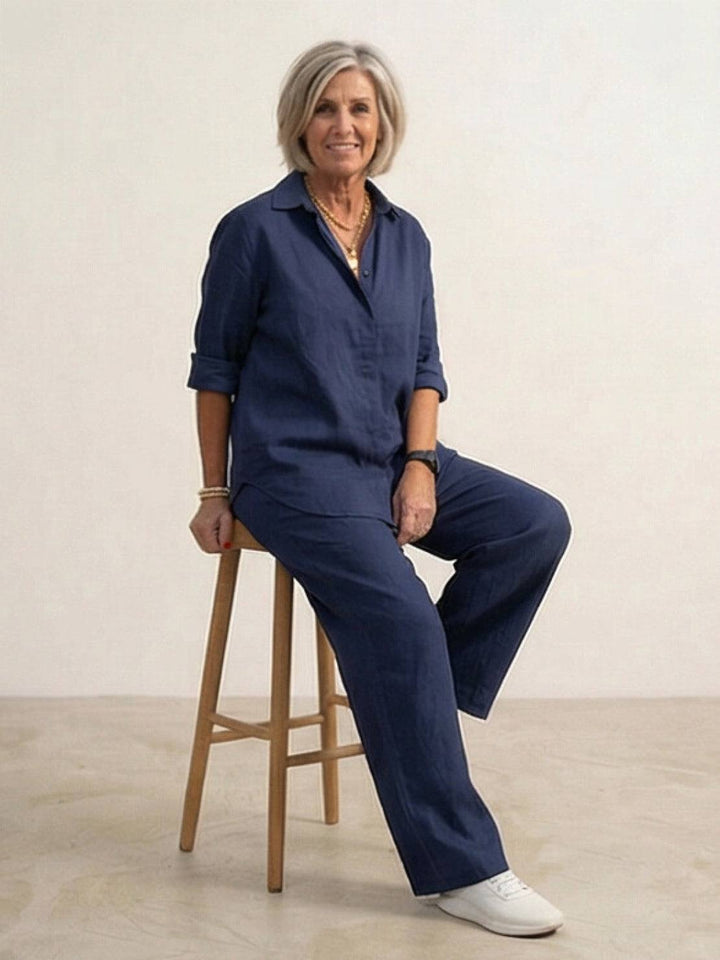 Charlotte | Button-Down Shirt with Wide-Leg Trousers Set