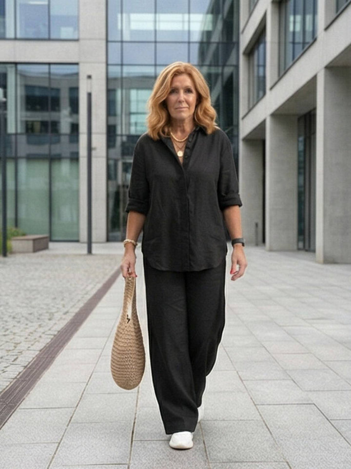 Charlotte | Button-Down Shirt with Wide-Leg Trousers Set
