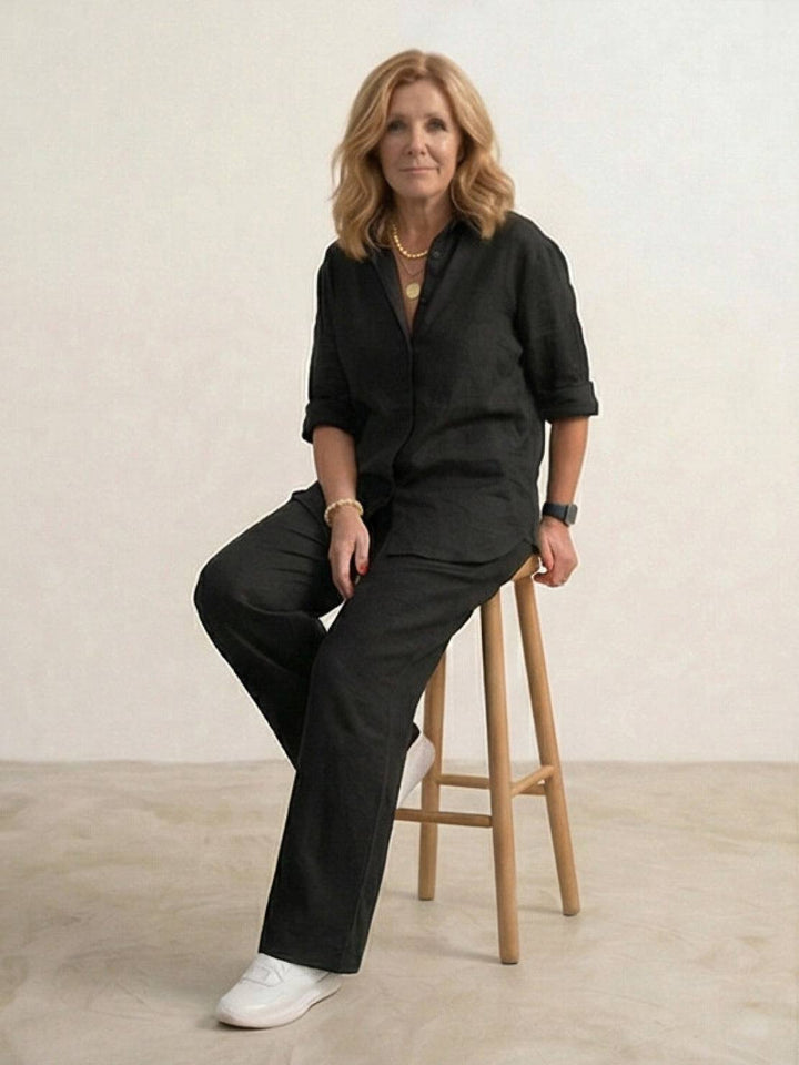 Charlotte | Button-Down Shirt with Wide-Leg Trousers Set