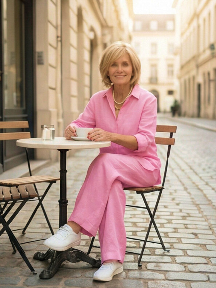 Charlotte | Button-Down Shirt with Wide-Leg Trousers Set