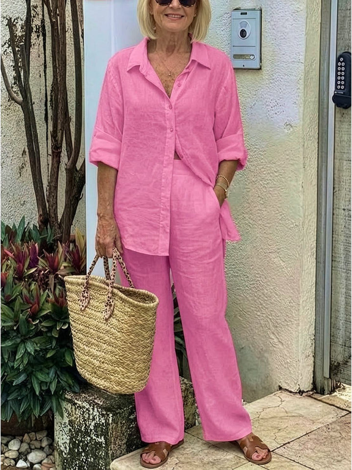 Charlotte | Button-Down Shirt with Wide-Leg Trousers Set