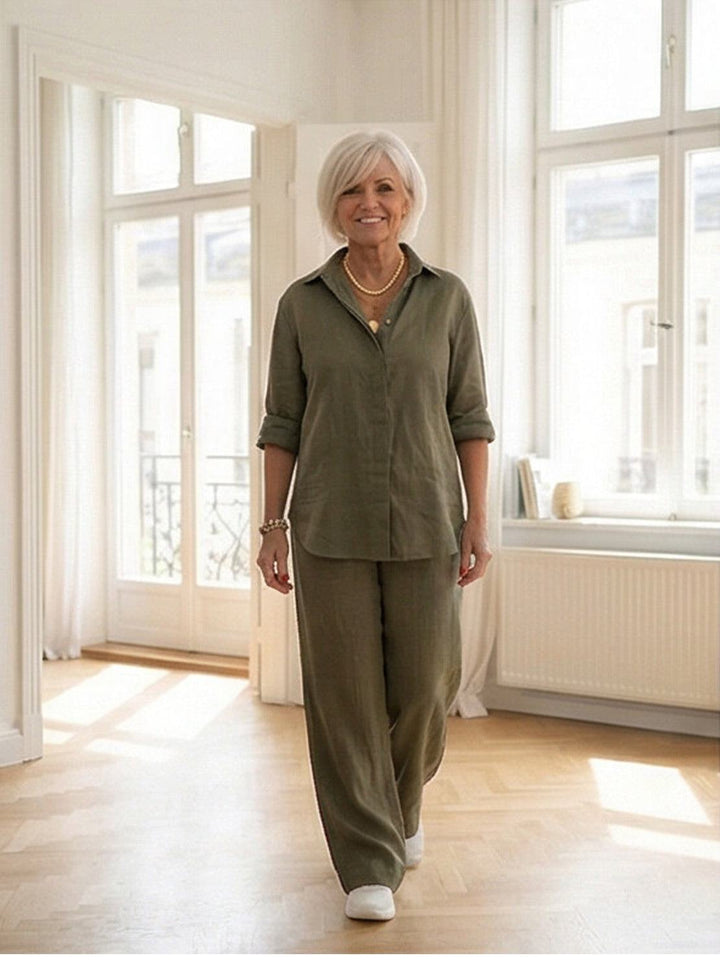 Charlotte | Button-Down Shirt with Wide-Leg Trousers Set