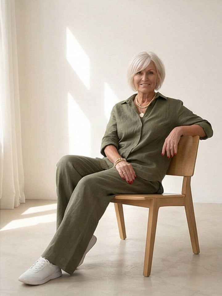 Charlotte | Button-Down Shirt with Wide-Leg Trousers Set