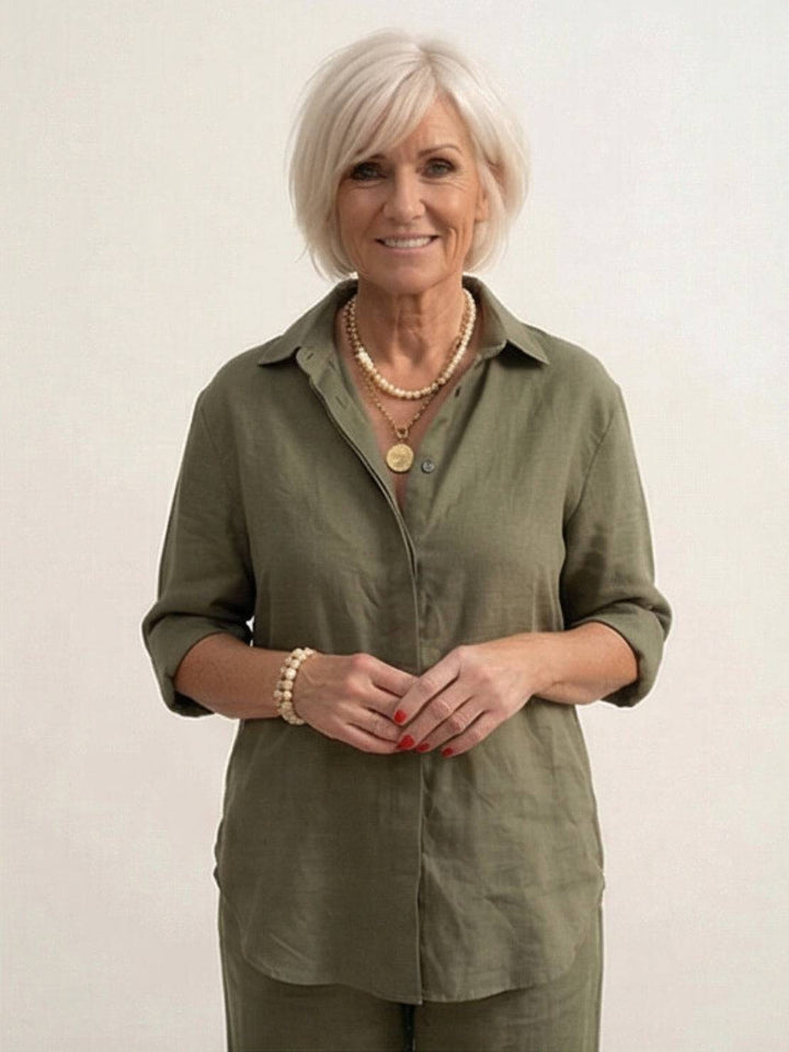 Charlotte | Button-Down Shirt with Wide-Leg Trousers Set