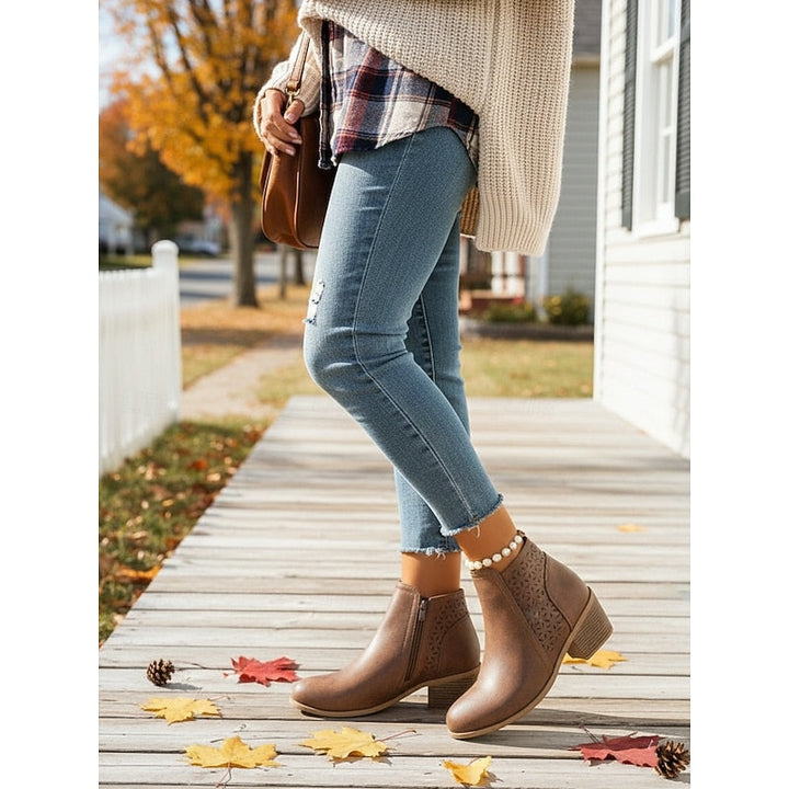 Hollis | Cutout Low Heeled Ankle Boots