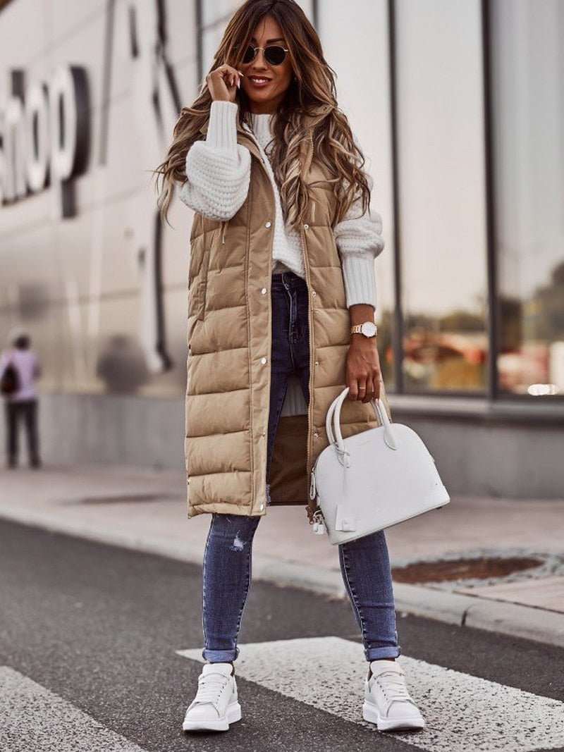 | Women's Long Quilted Puffer Vest