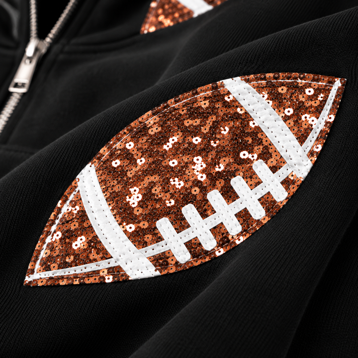 Audrey | Women's Hoodie with Football Print and Zipper