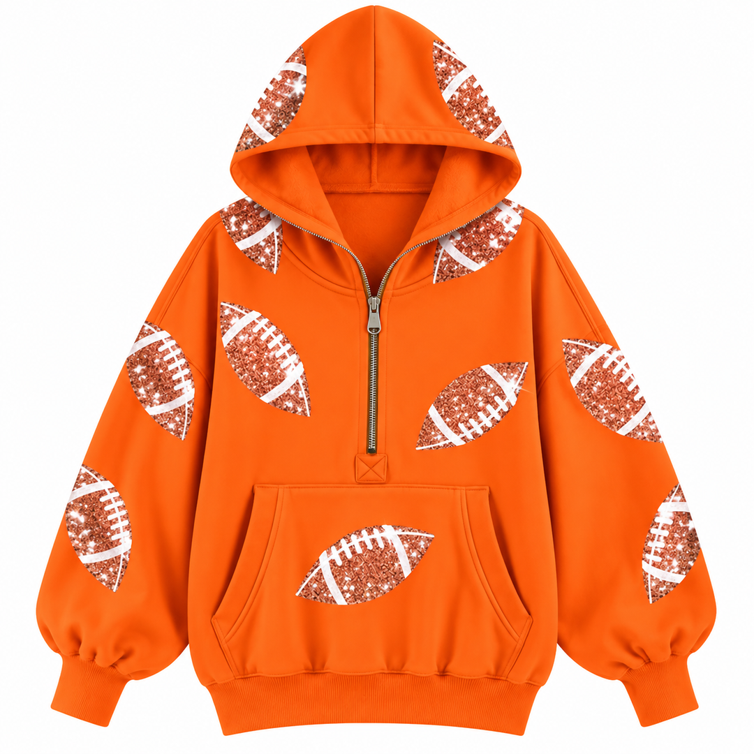 Audrey | Women's Hoodie with Football Print and Zipper