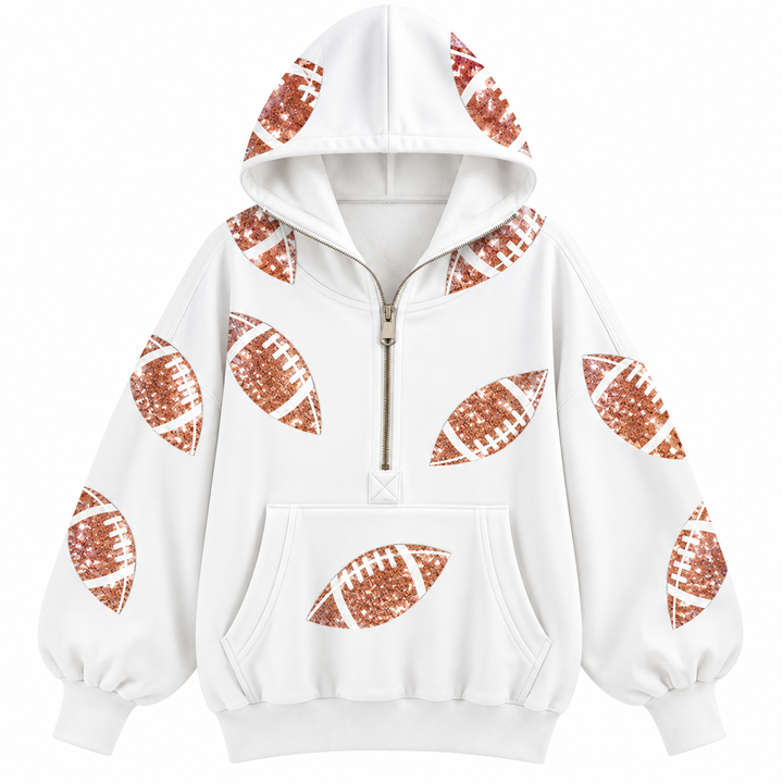 Audrey | Women's Hoodie with Football Print and Zipper