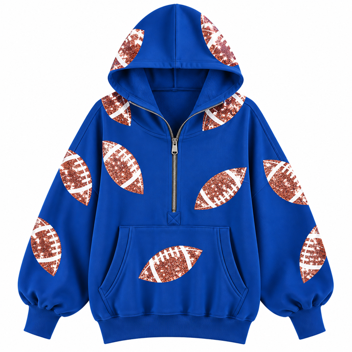 Audrey | Women's Hoodie with Football Print and Zipper