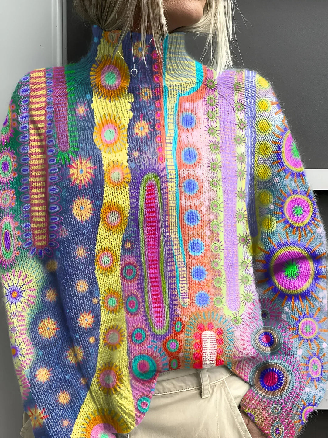 Daphne - Colorful Sweater with Collar