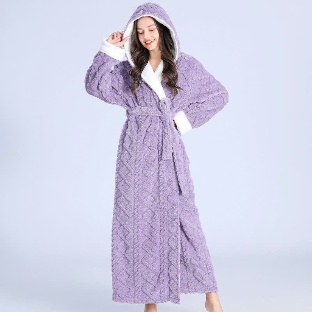 Long Quilted Cozy Plush Bathrobe