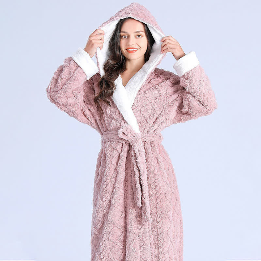 Long Quilted Cozy Plush Bathrobe