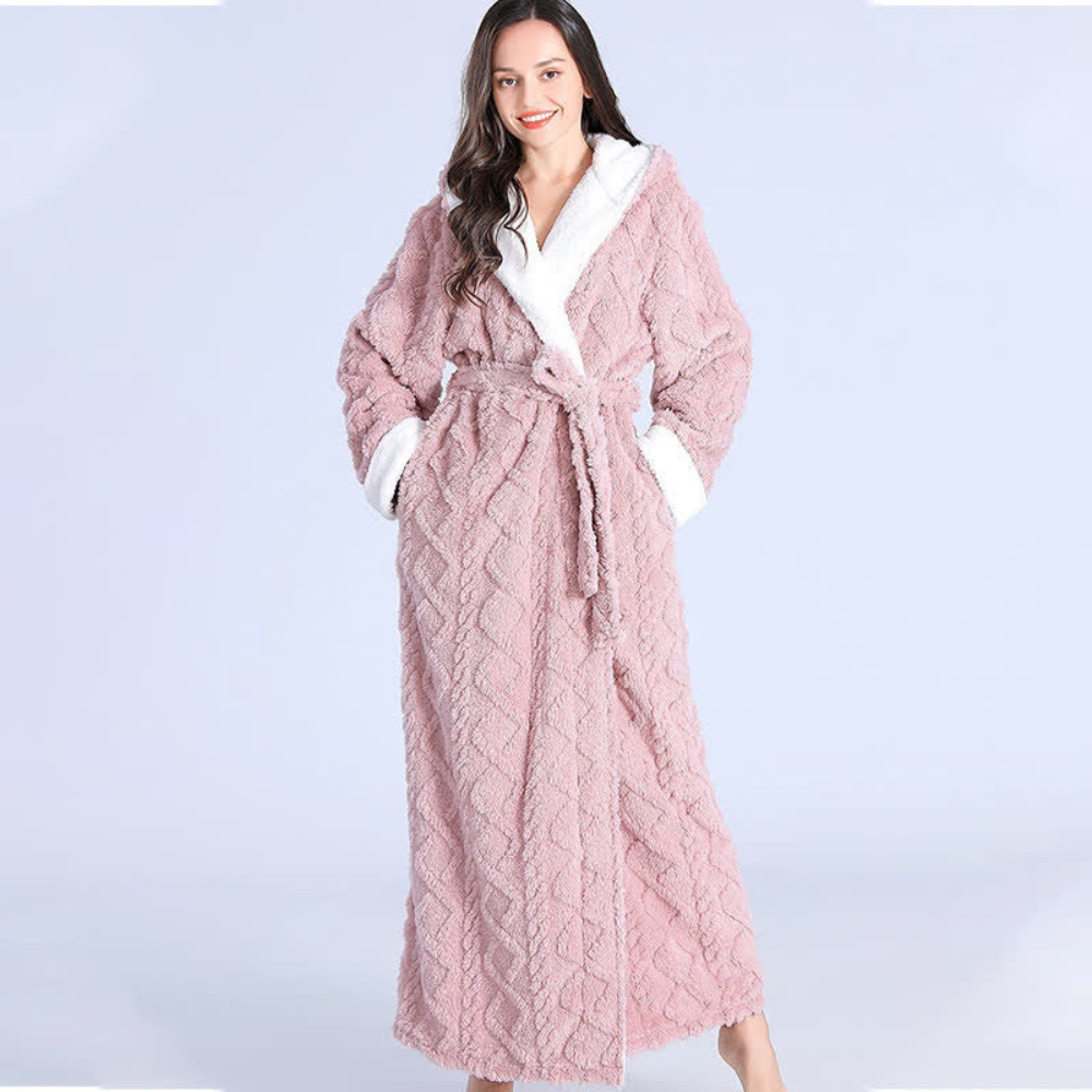 Long Quilted Cozy Plush Bathrobe
