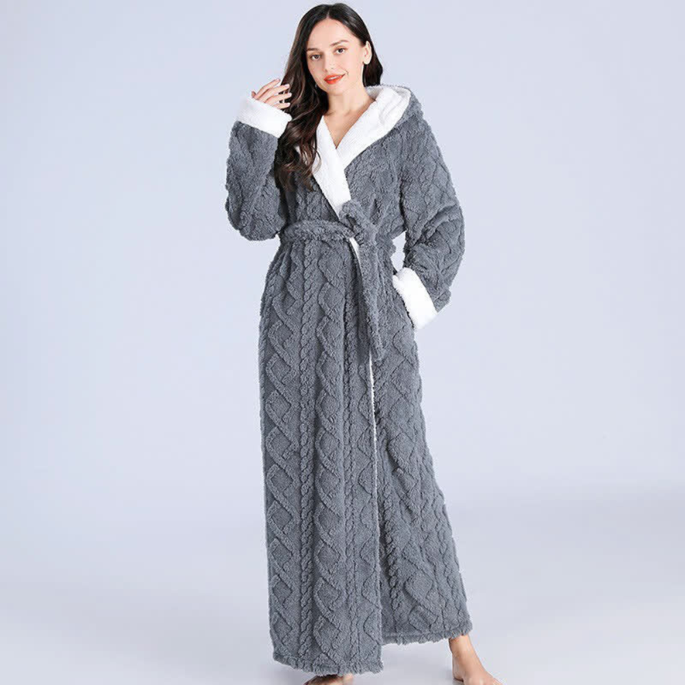 Long Quilted Cozy Plush Bathrobe
