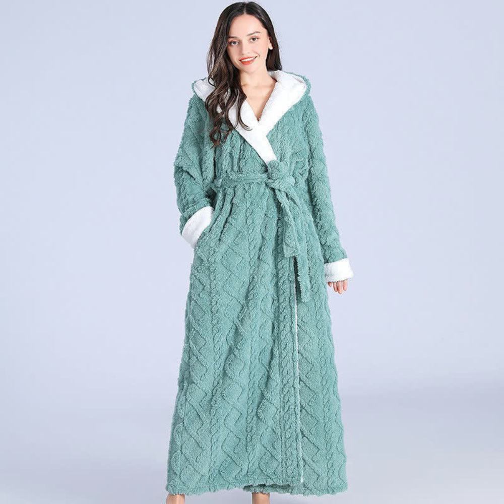 Long Quilted Cozy Plush Bathrobe