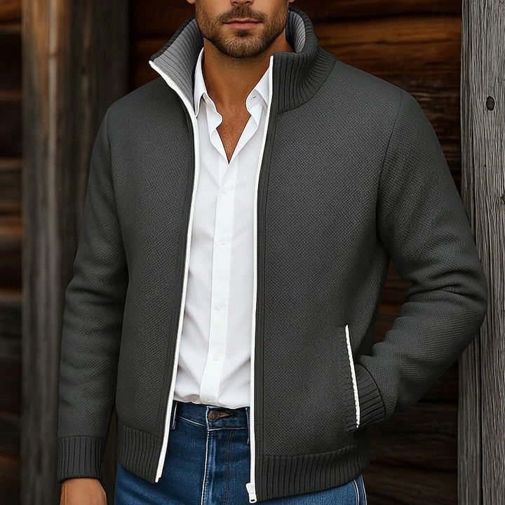 Gregory | Stand Collar Zip Cardigan