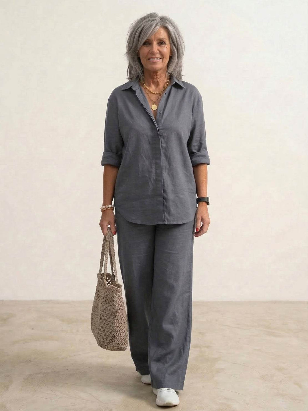 Charlotte | Button-Down Shirt with Wide-Leg Trousers Set