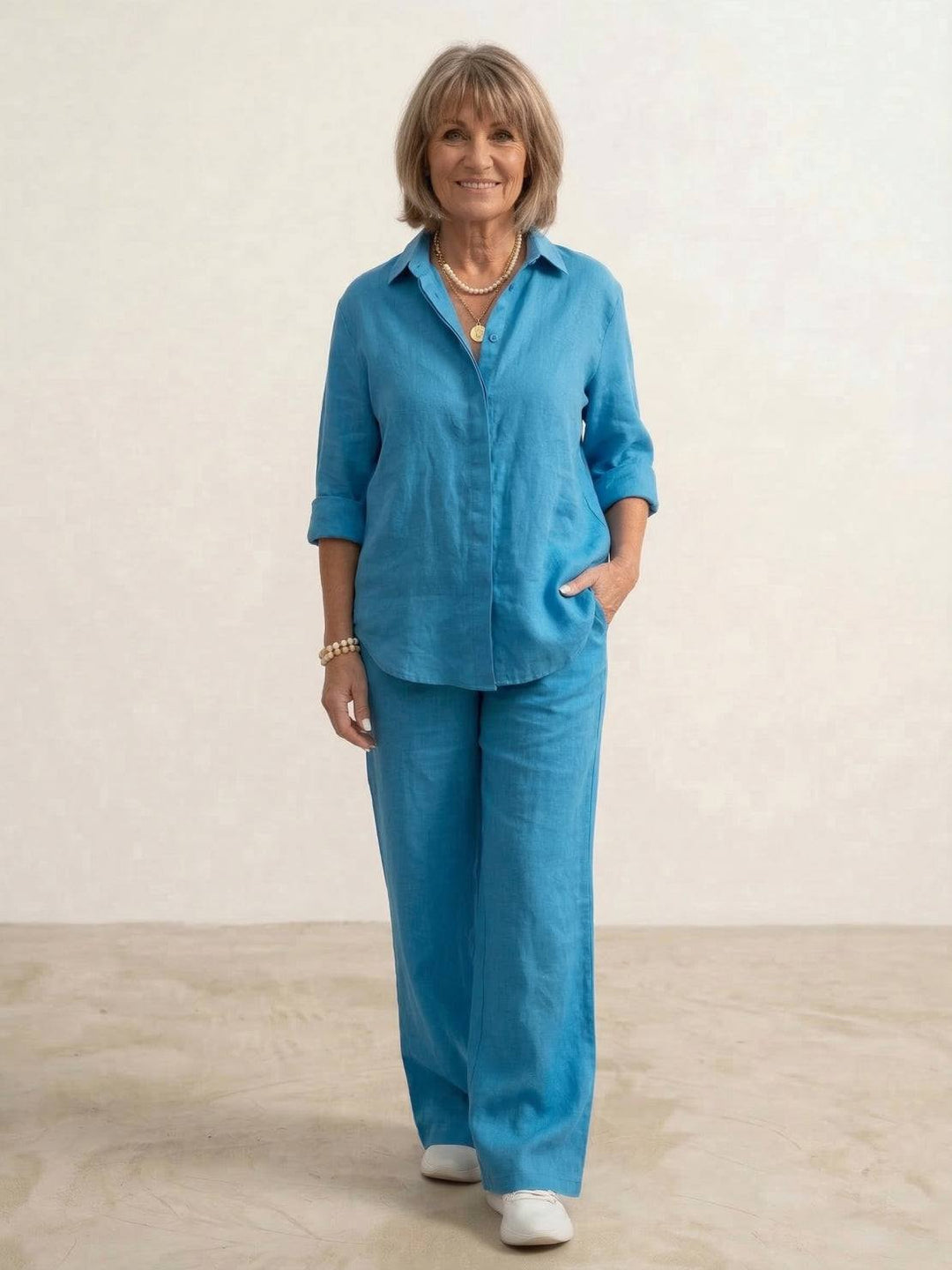 Charlotte | Button-Down Shirt with Wide-Leg Trousers Set