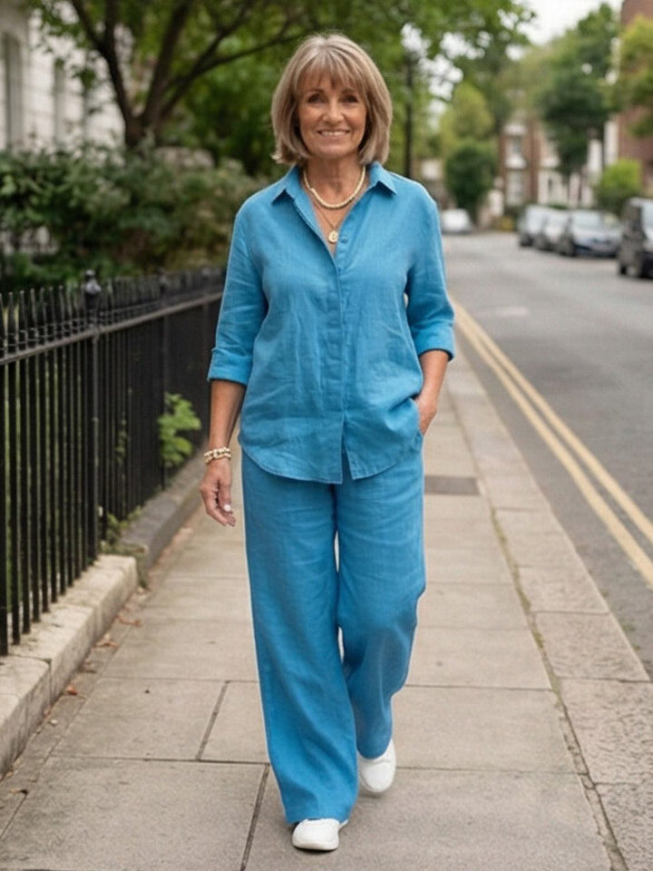 Charlotte | Button-Down Shirt with Wide-Leg Trousers Set