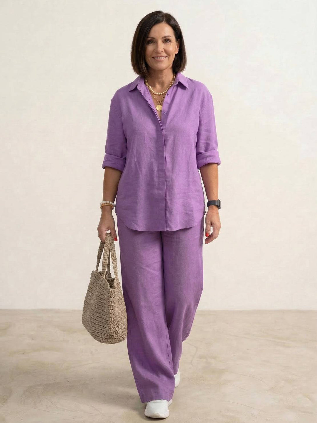 Charlotte | Button-Down Shirt with Wide-Leg Trousers Set