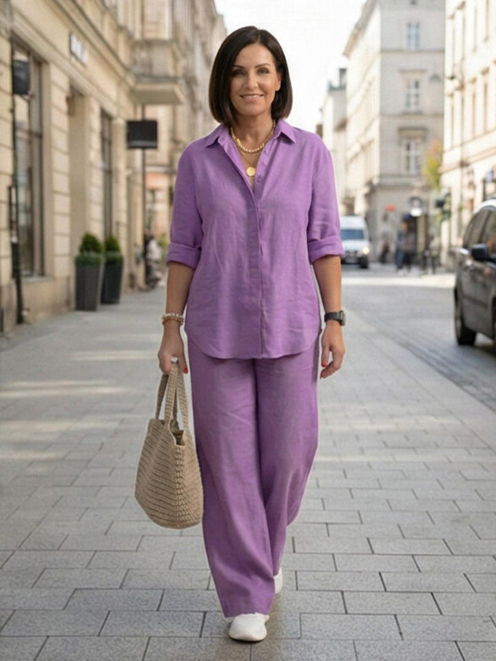 Charlotte | Button-Down Shirt with Wide-Leg Trousers Set