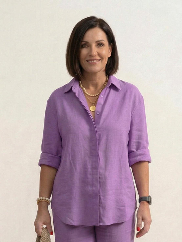 Charlotte | Button-Down Shirt with Wide-Leg Trousers Set