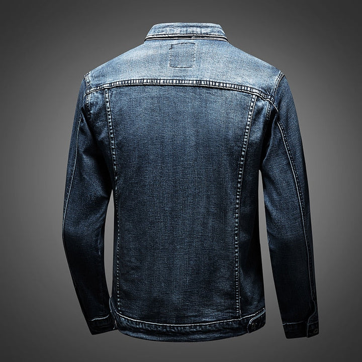 Retro-Inspired Denim Jacket with Button Closure