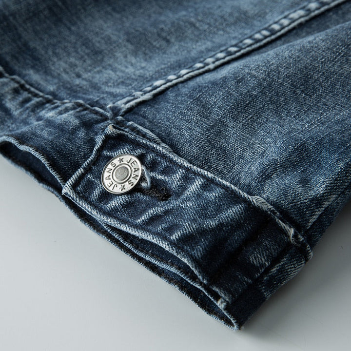 Retro-Inspired Denim Jacket with Button Closure