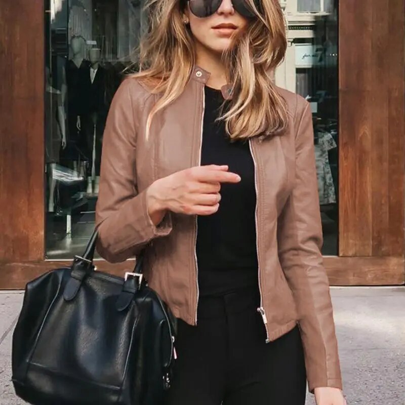 Rionach | Cropped Fit-and-Flare Famous Leather Jacket