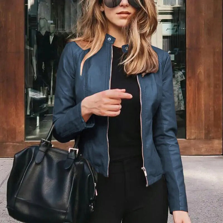 Rionach | Cropped Fit-and-Flare Famous Leather Jacket