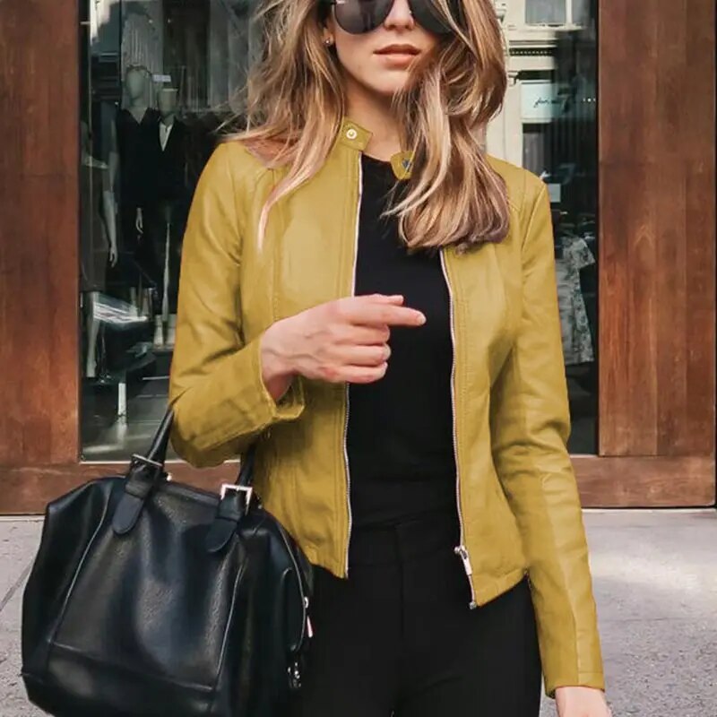 Rionach | Cropped Fit-and-Flare Famous Leather Jacket