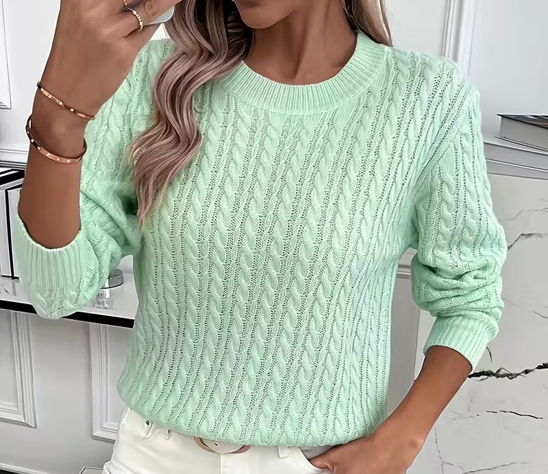 Parker | Women's Cable Knit Sweater with Ribbed Trim