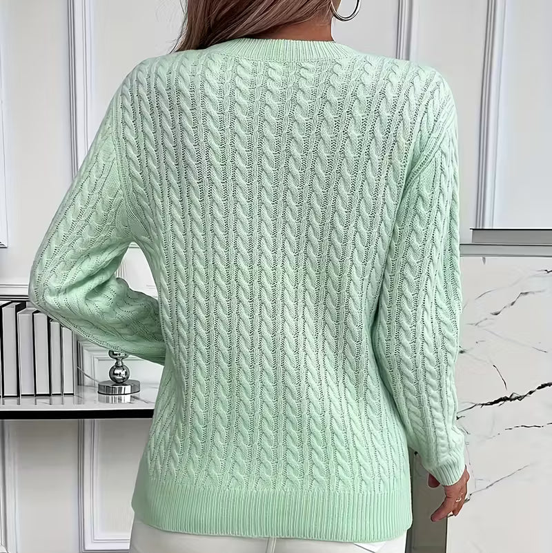 Salma | Crew-Neck Cable Knit Flowing Sweater