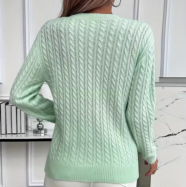Salma | Crew-Neck Cable Knit Flowing Sweater