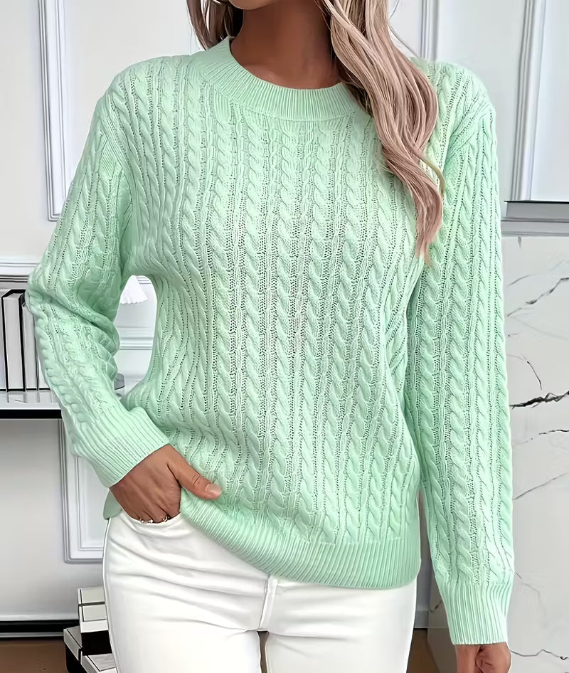 Parker | Women's Cable Knit Sweater with Ribbed Trim