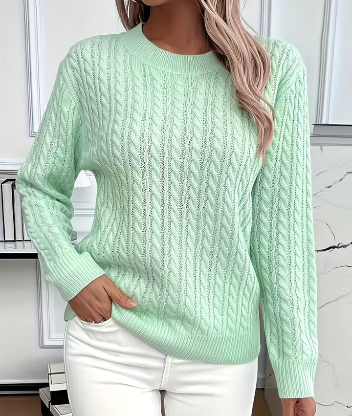 Parker | Women's Cable Knit Sweater with Ribbed Trim