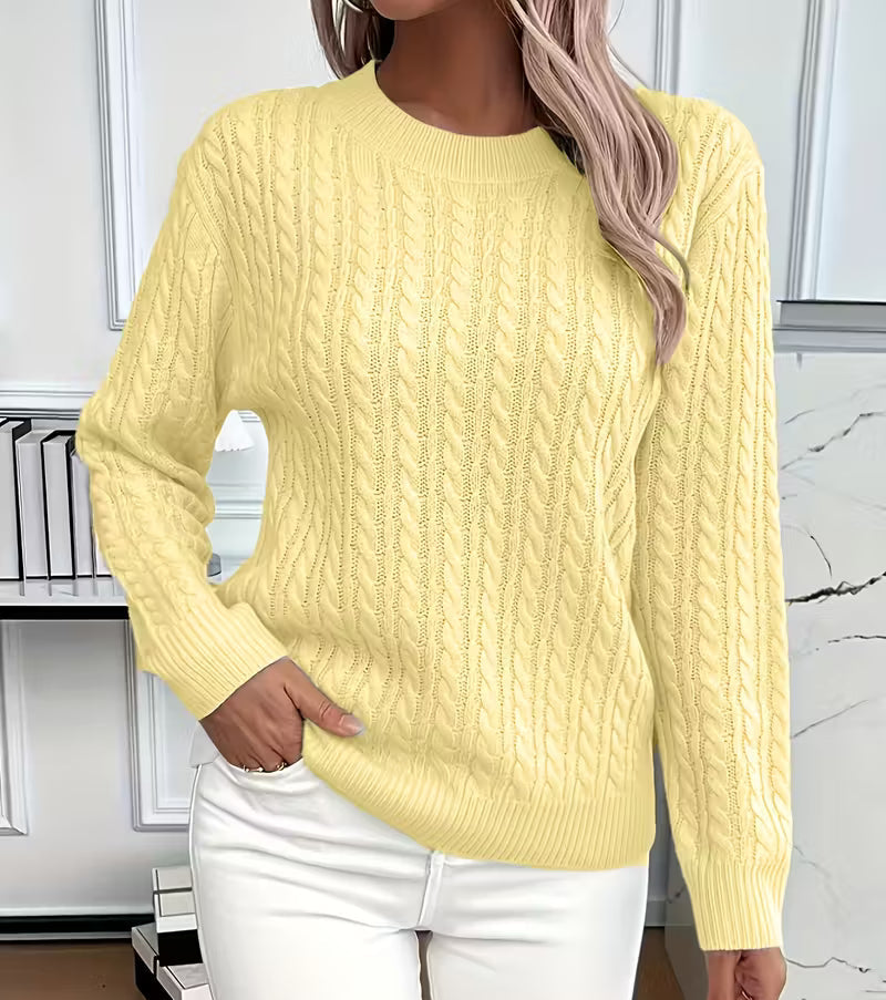 Salma | Crew-Neck Cable Knit Flowing Sweater